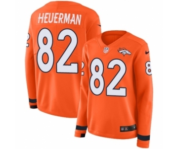 Women's Nike Denver Broncos #82 Jeff Heuerman Limited Orange Therma Long Sleeve NFL Jersey