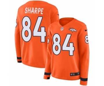 Women's Nike Denver Broncos #84 Shannon Sharpe Limited Orange Therma Long Sleeve NFL Jersey