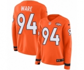 Women's Nike Denver Broncos #94 DeMarcus Ware Limited Orange Therma Long Sleeve NFL Jersey