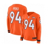 Women's Nike Denver Broncos #94 Domata Peko Limited Orange Therma Long Sleeve NFL Jersey