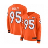 Women's Nike Denver Broncos #95 Derek Wolfe Limited Orange Therma Long Sleeve NFL Jersey