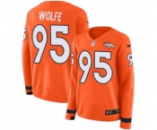 Women's Nike Denver Broncos #95 Derek Wolfe Limited Orange Therma Long Sleeve NFL Jersey