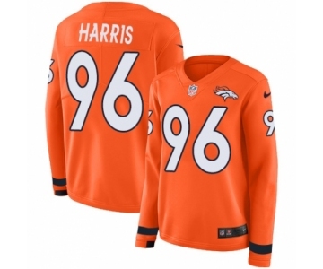 Women's Nike Denver Broncos #96 Shelby Harris Limited Orange Therma Long Sleeve NFL Jersey