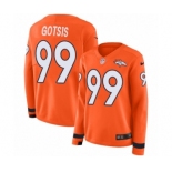 Women's Nike Denver Broncos #99 Adam Gotsis Limited Orange Therma Long Sleeve NFL Jersey