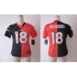 nike women nfl jerseys denver broncos #18 manning orange-blue[Elite split]