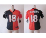 nike women nfl jerseys denver broncos #18 manning orange-blue[Elite split]