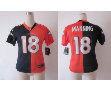 nike women nfl jerseys denver broncos #18 manning orange-blue[Elite split]