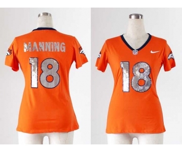 nike women nfl jerseys denver broncos #18 manning orange[刺绣亮片]