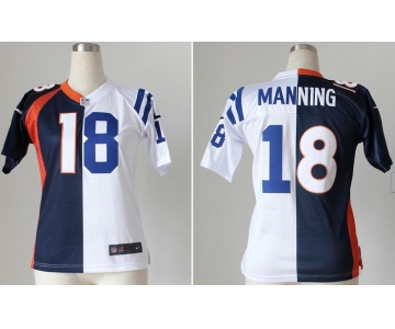 nike women nfl jerseys denver broncos #18 manning white-blue-orange[nike split][new]