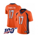 Youth Denver Broncos #17 DaeSean Hamilton Orange Team Color Vapor Untouchable Limited Player 100th Season Football Jersey