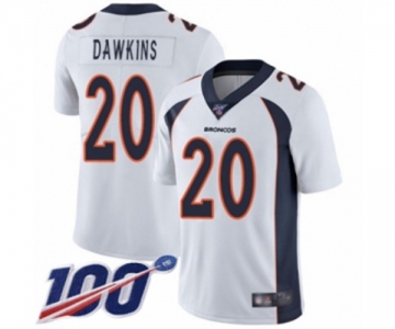 Youth Denver Broncos #20 Brian Dawkins White Vapor Untouchable Limited Player 100th Season Football Jersey