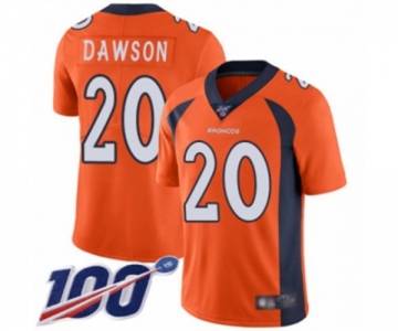 Youth Denver Broncos #20 Duke Dawson Orange Team Color Vapor Untouchable Limited Player 100th Season Football Jersey