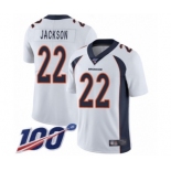 Youth Denver Broncos #22 Kareem Jackson White Vapor Untouchable Limited Player 100th Season Football Jersey