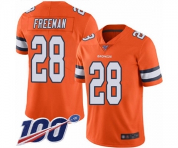 Youth Denver Broncos #28 Royce Freeman Limited Orange Rush Vapor Untouchable 100th Season Football Jersey