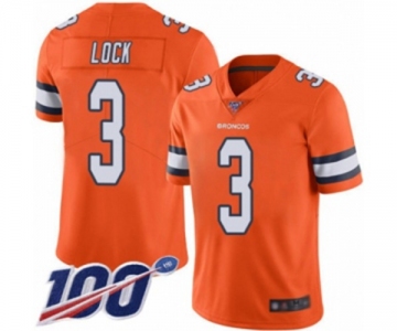 Youth Denver Broncos #3 Drew Lock Limited Orange Rush Vapor Untouchable 100th Season Football Jersey