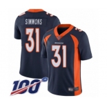 Youth Denver Broncos #31 Justin Simmons Navy Blue Alternate Vapor Untouchable Limited Player 100th Season Football Jersey