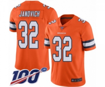 Youth Denver Broncos #32 Andy Janovich Limited Orange Rush Vapor Untouchable 100th Season Football Jersey