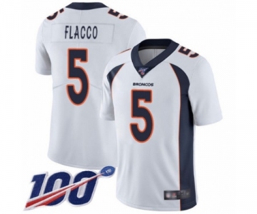 Youth Denver Broncos #5 Joe Flacco White Vapor Untouchable Limited Player 100th Season Football Jersey