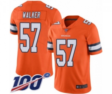 Youth Denver Broncos #57 Demarcus Walker Limited Orange Rush Vapor Untouchable 100th Season Football Jersey