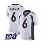 Youth Denver Broncos #6 Colby Wadman White Vapor Untouchable Limited Player 100th Season Football Jersey