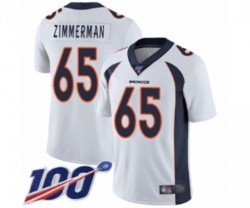 Youth Denver Broncos #65 Gary Zimmerman White Vapor Untouchable Limited Player 100th Season Football Jersey