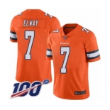 Youth Denver Broncos #7 John Elway Limited Orange Rush Vapor Untouchable 100th Season Football Jersey