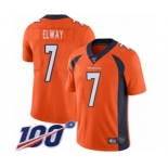 Youth Denver Broncos #7 John Elway Orange Team Color Vapor Untouchable Limited Player 100th Season Football Jersey