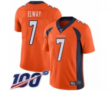 Youth Denver Broncos #7 John Elway Orange Team Color Vapor Untouchable Limited Player 100th Season Football Jersey