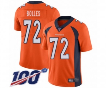 Youth Denver Broncos #72 Garett Bolles Orange Team Color Vapor Untouchable Limited Player 100th Season Football Jersey