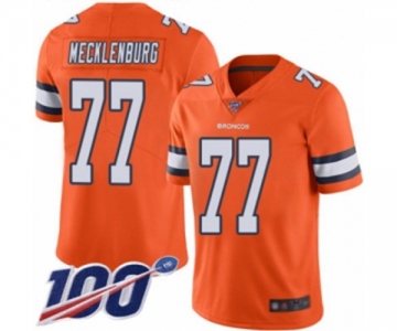 Youth Denver Broncos #77 Karl Mecklenburg Limited Orange Rush Vapor Untouchable 100th Season Football Jersey