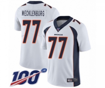 Youth Denver Broncos #77 Karl Mecklenburg White Vapor Untouchable Limited Player 100th Season Football Jersey