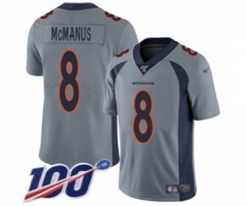 Youth Denver Broncos #8 Brandon McManus Limited Silver Inverted Legend 100th Season Football Jersey