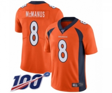 Youth Denver Broncos #8 Brandon McManus Orange Team Color Vapor Untouchable Limited Player 100th Season Football Jersey