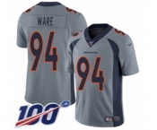 Youth Denver Broncos #94 DeMarcus Ware Limited Silver Inverted Legend 100th Season Football Jersey