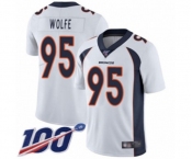 Youth Denver Broncos #95 Derek Wolfe White Vapor Untouchable Limited Player 100th Season Football Jersey