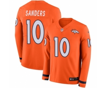 Youth Nike Denver Broncos #10 Emmanuel Sanders Limited Orange Therma Long Sleeve NFL Jersey