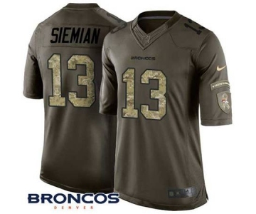 Youth Nike Denver Broncos #13 Trevor Siemian Limited Green Salute to Service NFL Jersey