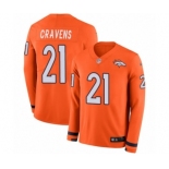 Youth Nike Denver Broncos #21 Su'a Cravens Limited Orange Therma Long Sleeve NFL Jersey