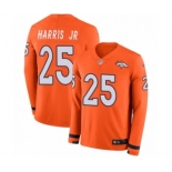 Youth Nike Denver Broncos #25 Chris Harris Jr Limited Orange Therma Long Sleeve NFL Jersey