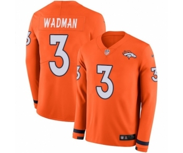 Youth Nike Denver Broncos #3 Colby Wadman Limited Orange Therma Long Sleeve NFL Jersey