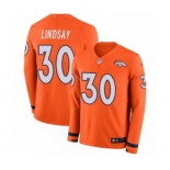 Youth Nike Denver Broncos #30 Phillip Lindsay Limited Orange Therma Long Sleeve NFL Jersey