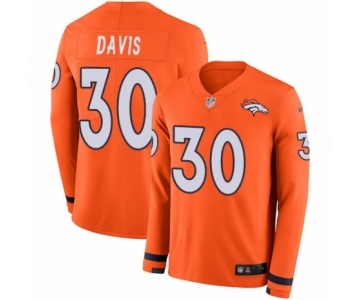 Youth Nike Denver Broncos #30 Terrell Davis Limited Orange Therma Long Sleeve NFL Jersey