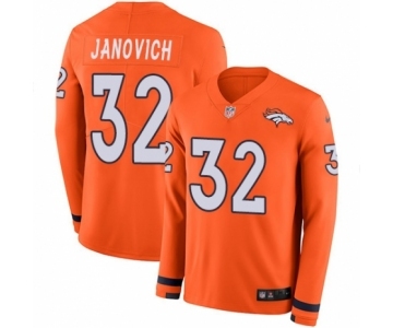 Youth Nike Denver Broncos #32 Andy Janovich Limited Orange Therma Long Sleeve NFL Jersey