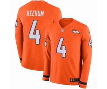 Youth Nike Denver Broncos #4 Case Keenum Limited Orange Therma Long Sleeve NFL Jersey