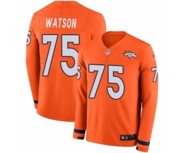 Youth Nike Denver Broncos #75 Menelik Watson Limited Orange Therma Long Sleeve NFL Jersey