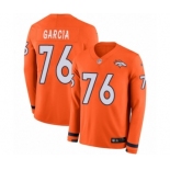 Youth Nike Denver Broncos #76 Max Garcia Limited Orange Therma Long Sleeve NFL Jersey