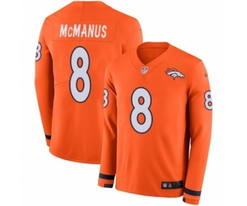 Youth Nike Denver Broncos #8 Brandon McManus Limited Orange Therma Long Sleeve NFL Jersey