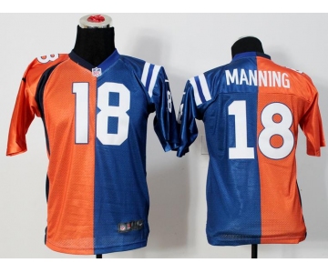 nike youth nfl jerseys denver broncos #18 manning blue-orange-dk.blue[nike split][new]