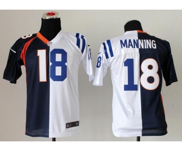 nike youth nfl jerseys denver broncos #18 manning white-blue-orange[nike split][new]