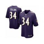 Men Nike Baltimore Ravens #34 Alex Collins Game Purple Team Color NFL Jersey